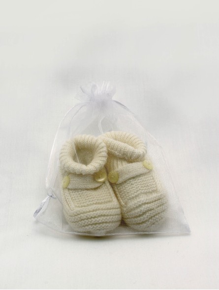 Knitted baby boot-like booties