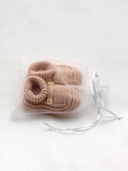 Knitted baby boot-like booties