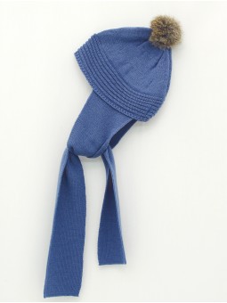 Gorro bufanda com pompón de cabelo natural