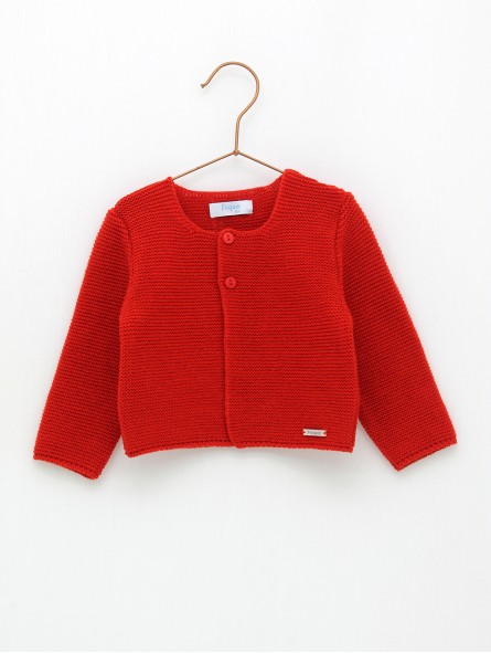 Chaqueta básica larga de punto bobo