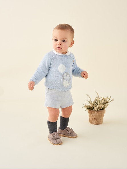 Knitted sweater with penguin print
