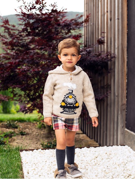 Knitted sweater with hood