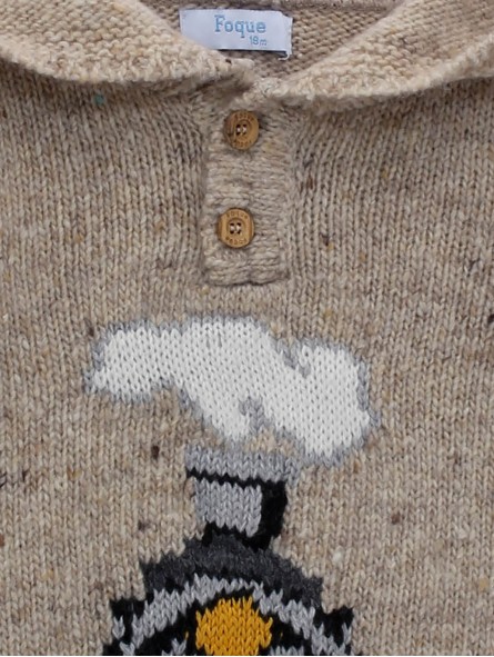 Knitted sweater with hood