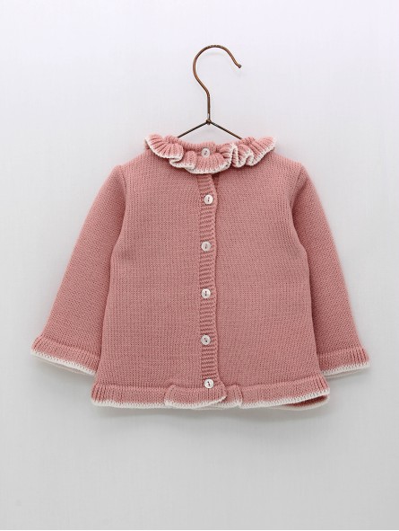 Knitted baby girl sweater with print