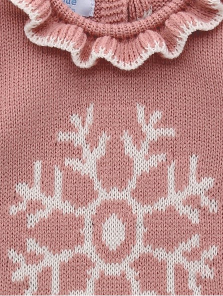 Knitted baby girl sweater with print