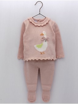 Conjunto bebé niña jersey y polaina