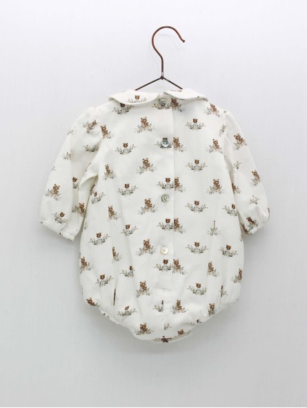Baby romper with bear pattern