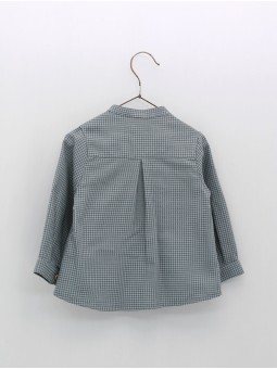 Camisa cuadros cuello mao