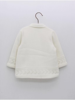 Openwork knit coat