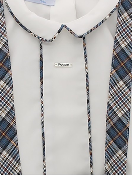 Conjunto pantalón tirantes quadros e camisa
