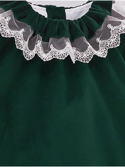 Velvet bloomer set with lace tulle collar