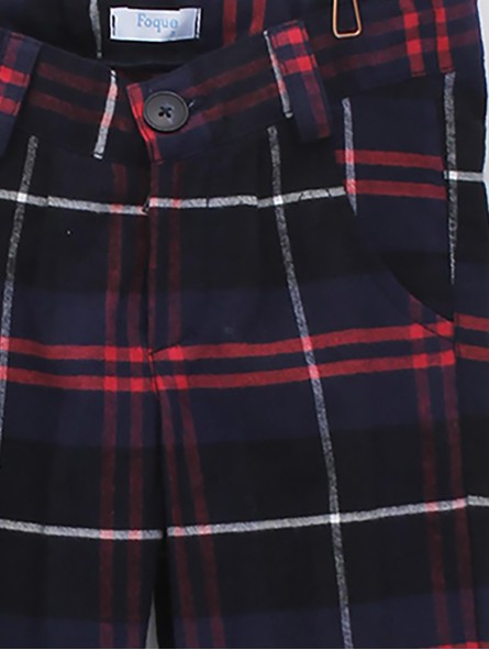 Long chequered trousers