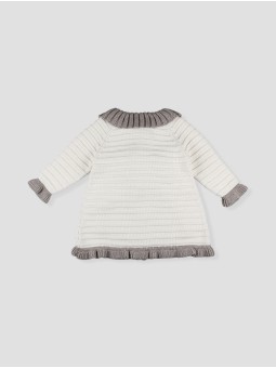 Ruffle collar knitted coat