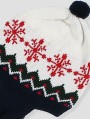 Pompom hat with snowflake Greek key