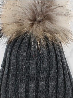 Hat with fur pompom