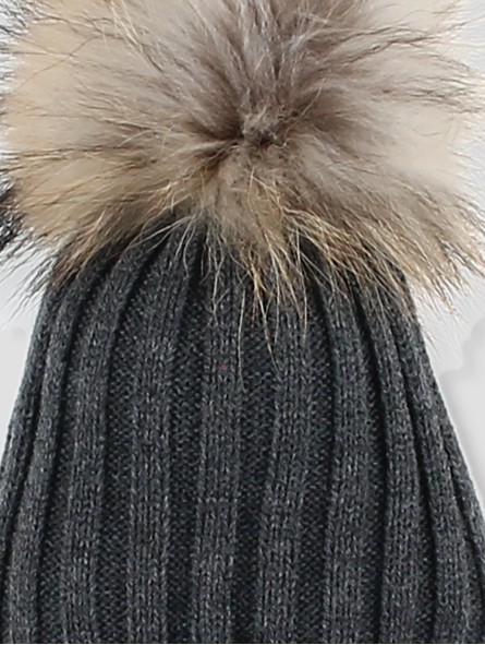 Hat with fur pompom