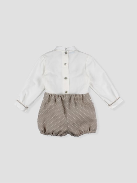 Batiste blouse and pleated shorts set