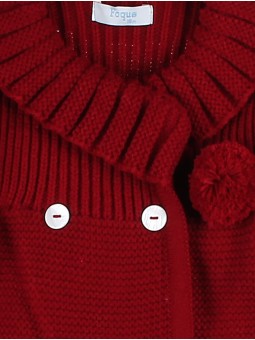 Knitted coat and bonnet with pompoms