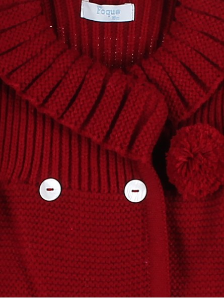Knitted coat and bonnet with pompoms
