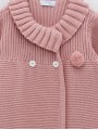 Knitted coat and bonnet with pompoms