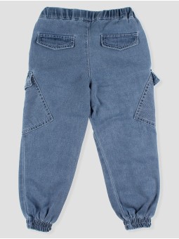 Calça vaqueiro longo jogger cargo