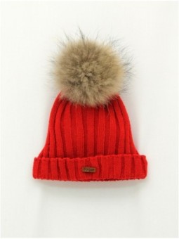 Hat with fur pompom