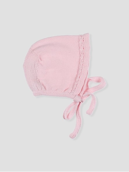 Knit baby bonnet with openwork details