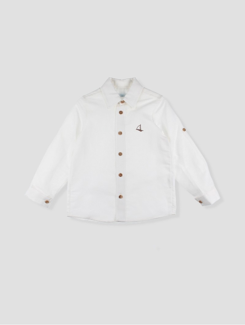 Camisa lino pespuntes