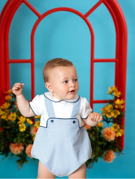 Baby Boy Romper with Dungaree Effect