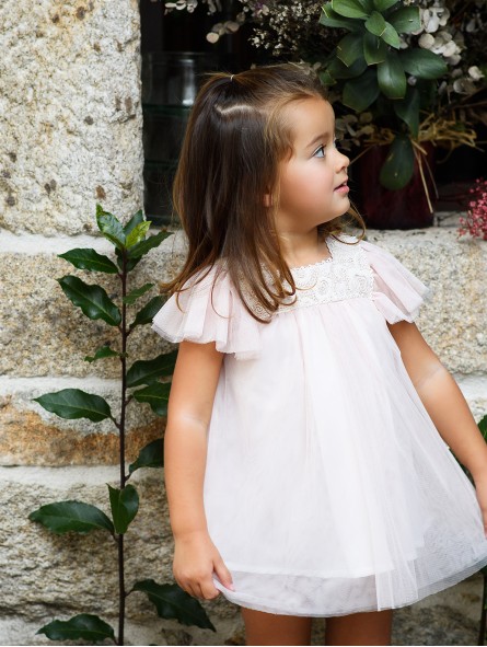 Vestido de tul para niña color azulina o rosa